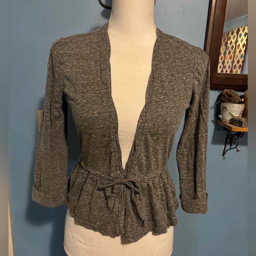 American Eagle, Gray, Peplum, Cardigan Top